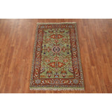 Light Green Oushak Foyer Rug Hand-Knotted Oriental Wool Carpet - 3'0" x 4'11"