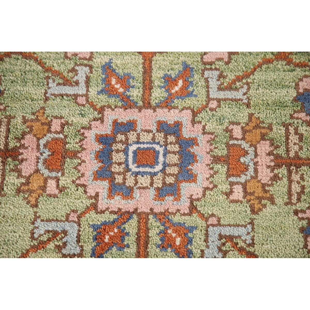 Light Green Oushak Foyer Rug Hand-Knotted Oriental Wool Carpet - 3'0" x 4'11"
