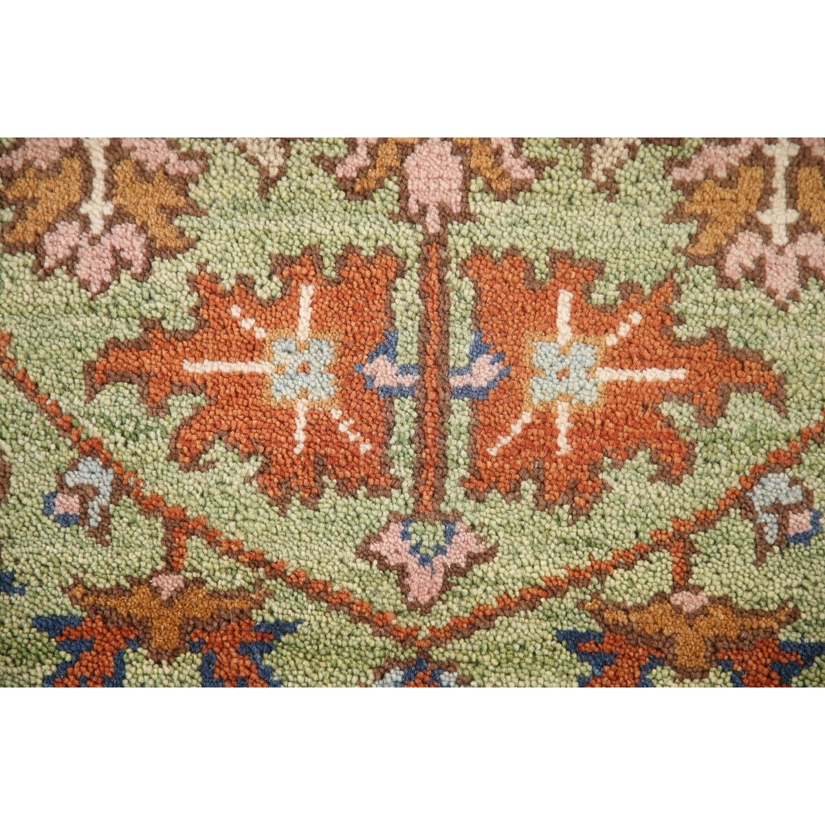 Light Green Oushak Foyer Rug Hand-Knotted Oriental Wool Carpet - 3'0" x 4'11"