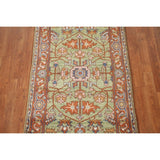 Light Green Oushak Foyer Rug Hand-Knotted Oriental Wool Carpet - 3'0" x 4'11"