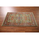 Light Green Oushak Foyer Rug Hand-Knotted Oriental Wool Carpet - 3'0" x 4'11"