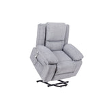 Light Grey Velvet Power Lift Recliner Chair with 8 Massage Points, Lumbar Heating, Storage Pocket