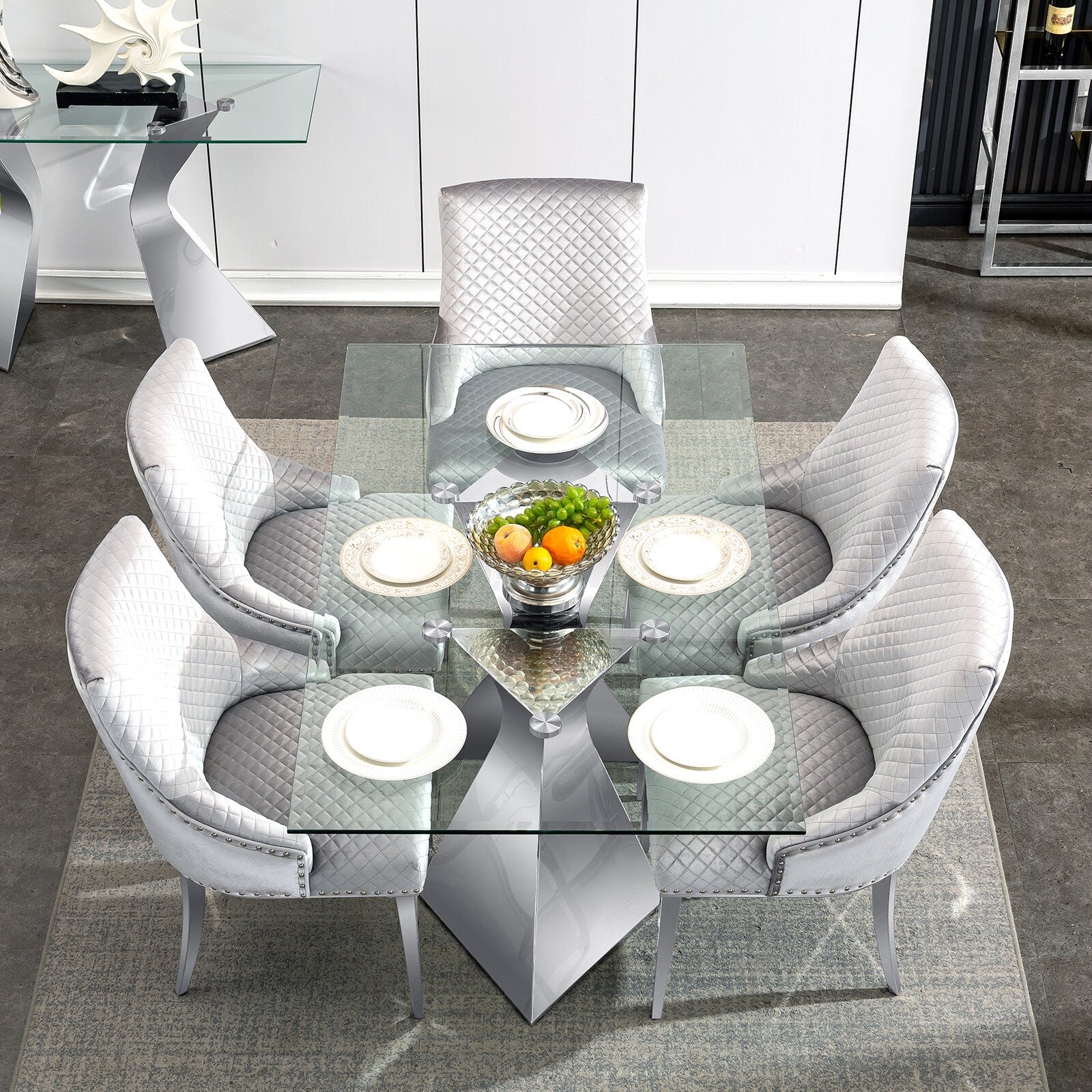 Silver dining room chairs discount