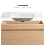 Light Oak Bathroom Vanity with White Ceramic Basin