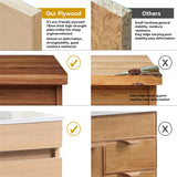 Light Oak Bathroom Vanity with White Ceramic Basin