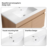 Light Oak Bathroom Vanity with White Ceramic Basin