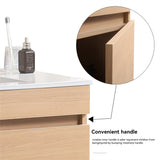 Light Oak Bathroom Vanity with White Ceramic Basin