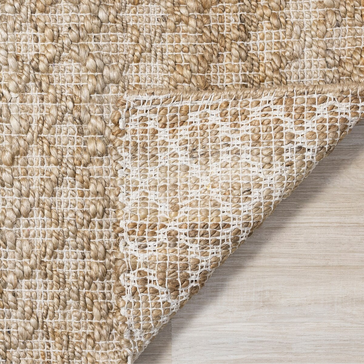 Light Sand Jute Handmade Diamond Pattern Area Rug