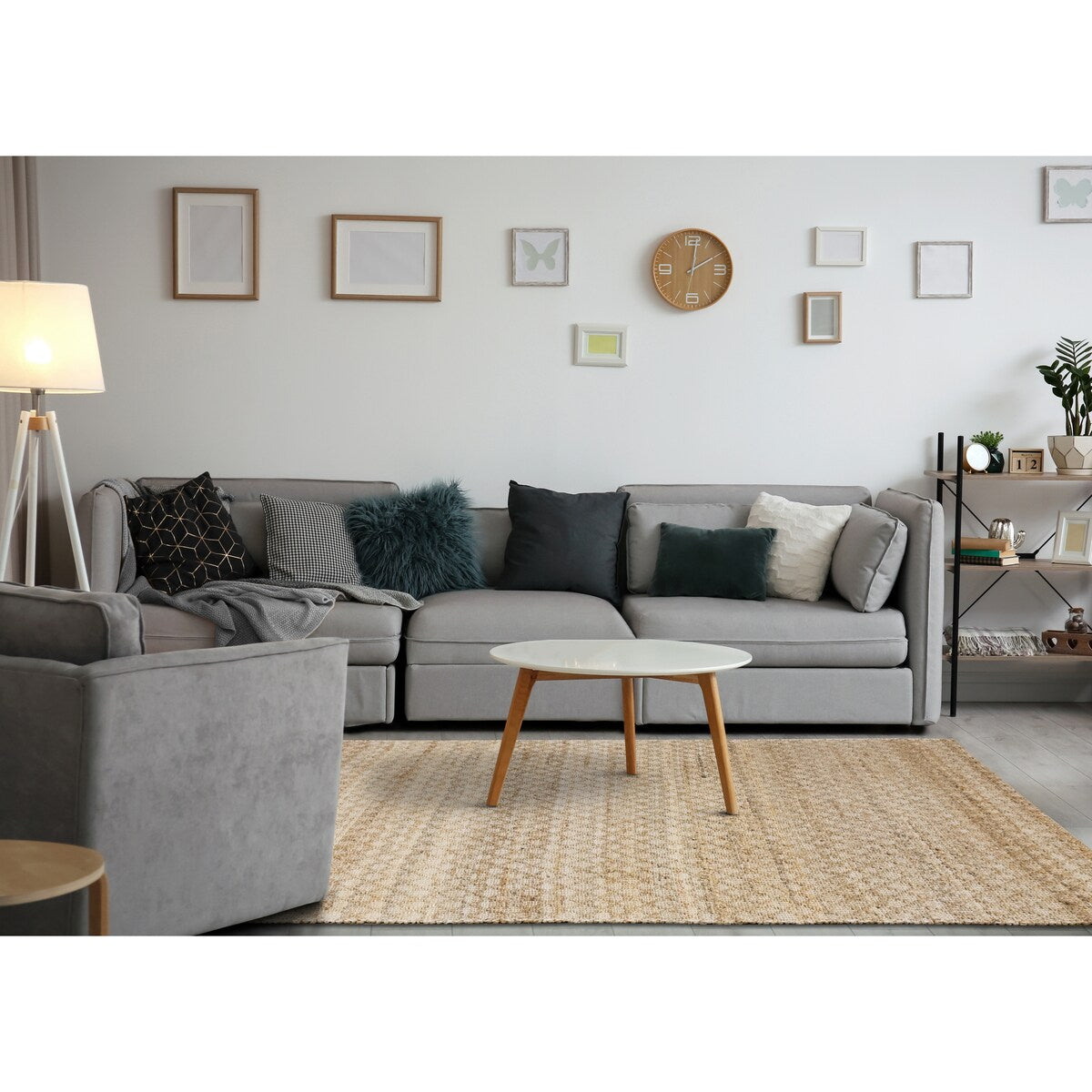 Light Sand Jute Handmade Diamond Pattern Area Rug