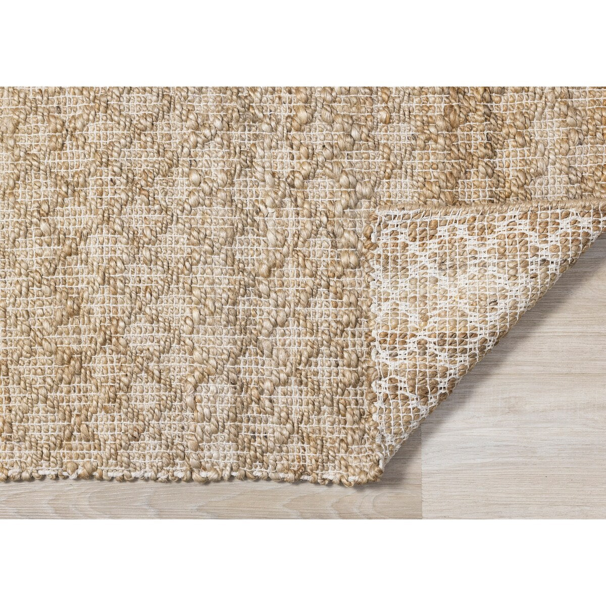 Light Sand Jute Handmade Diamond Pattern Area Rug
