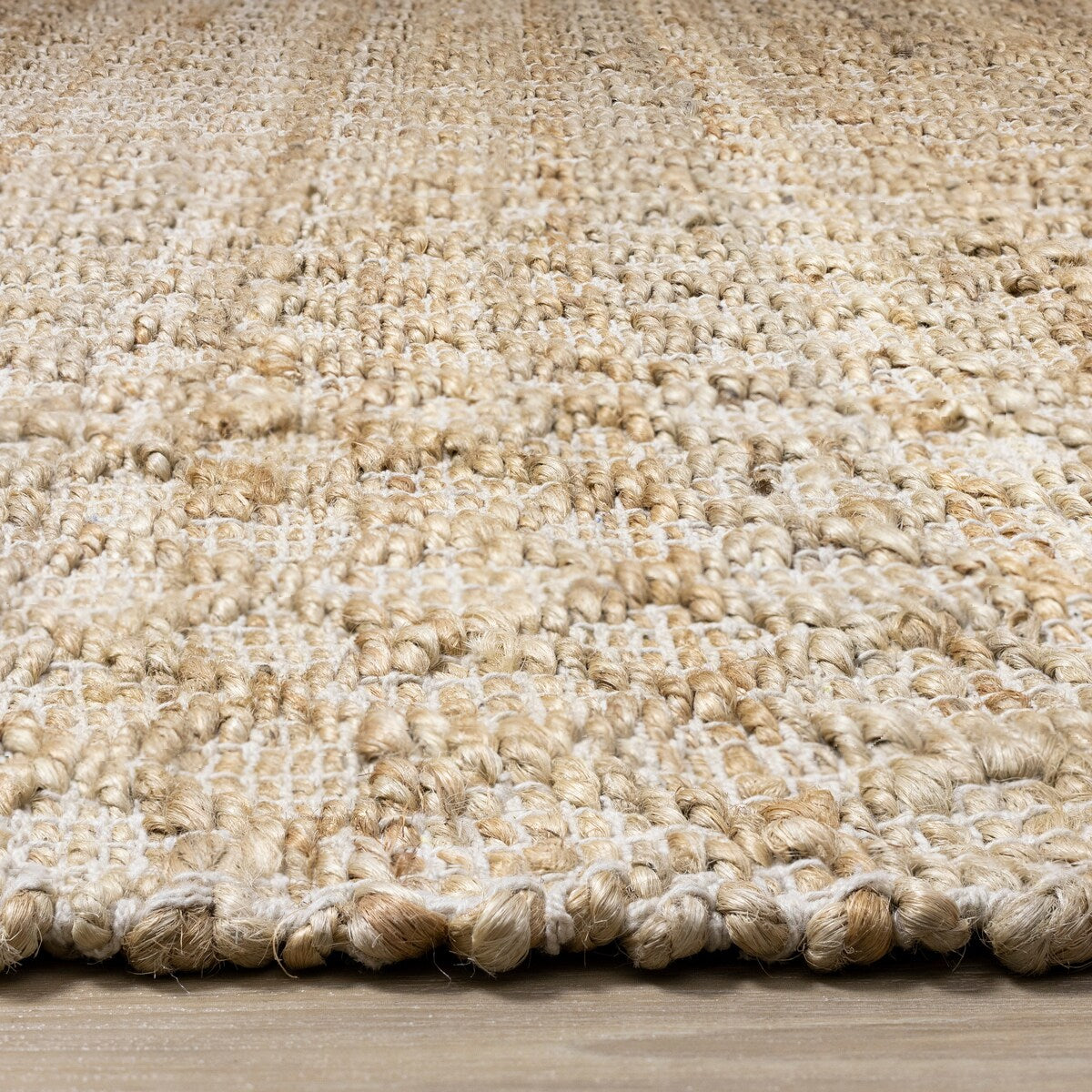 Light Sand Jute Handmade Diamond Pattern Area Rug