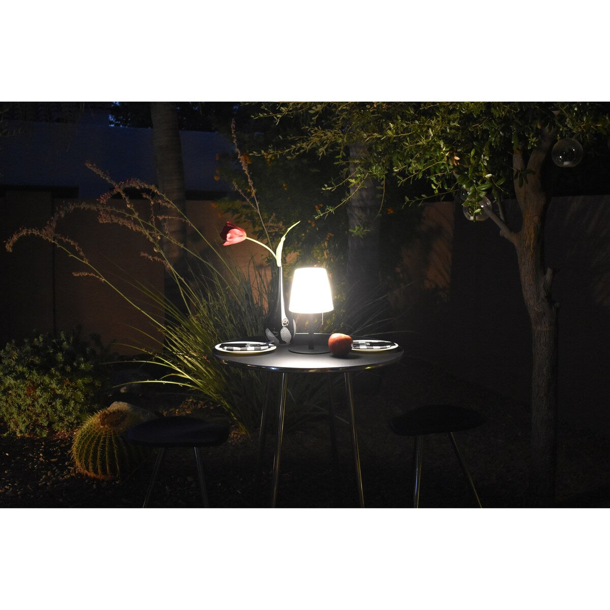 Light Your Patio Mini LED Cordless Rechargeable Weatherproof Indoor/Outdoor Table Lamp, Matte Black Finish