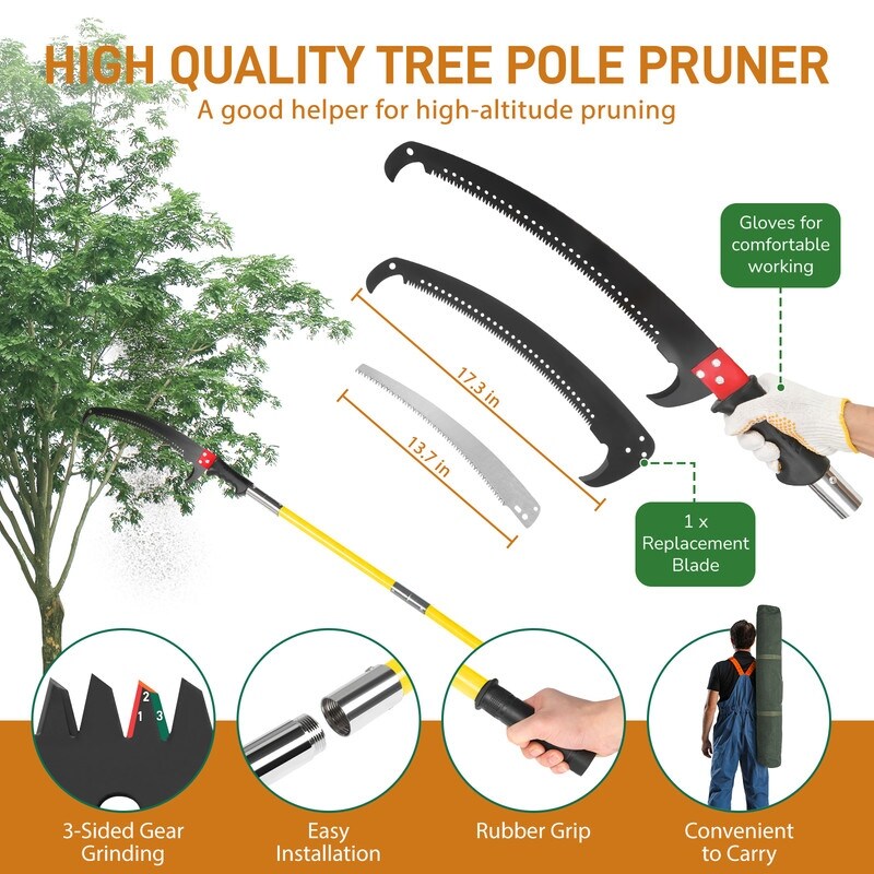 Light-weight Manual Pole Saw Tree Trimmers Long Handle Pruner Set