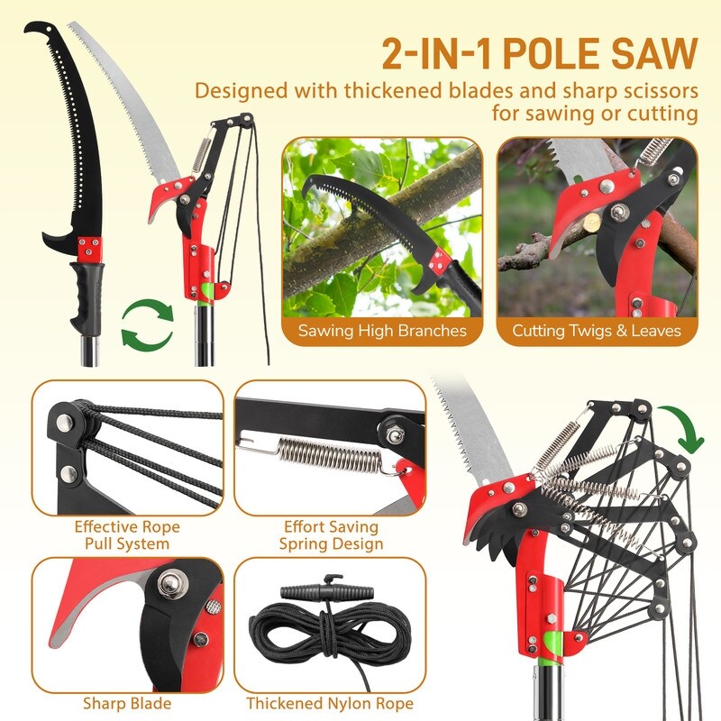 Light-weight Manual Pole Saw Tree Trimmers Long Handle Pruner Set