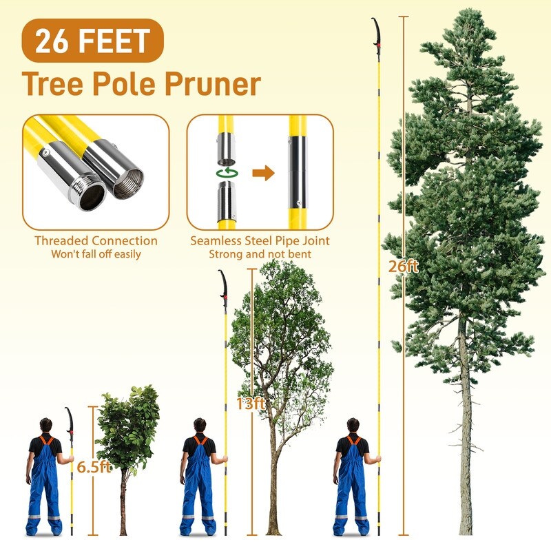 Light-weight Manual Pole Saw Tree Trimmers Long Handle Pruner Set