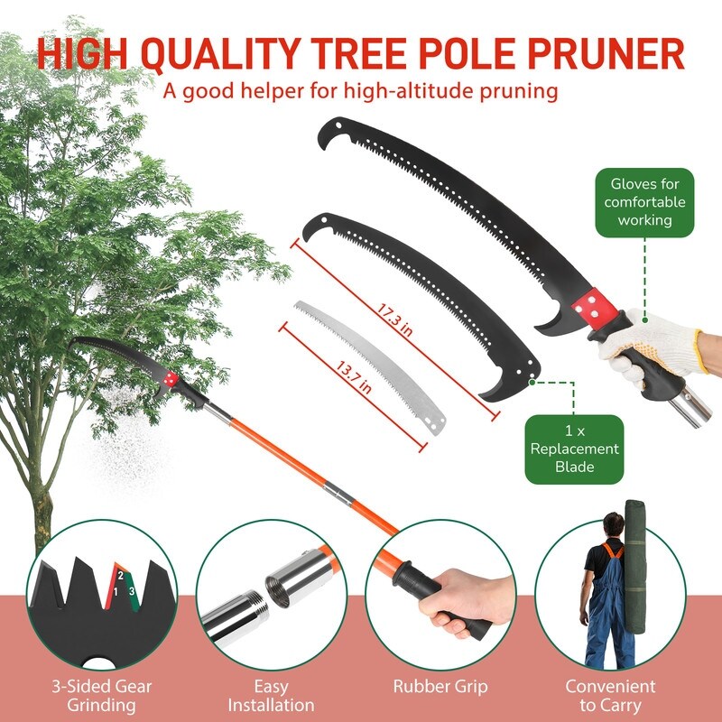 Light-weight Manual Pole Saw Tree Trimmers Long Handle Pruner Set