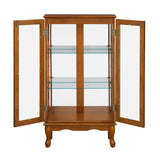 Lighted Curio Display Cabinet with Adjustable Shelves and Mirrored Back Panel