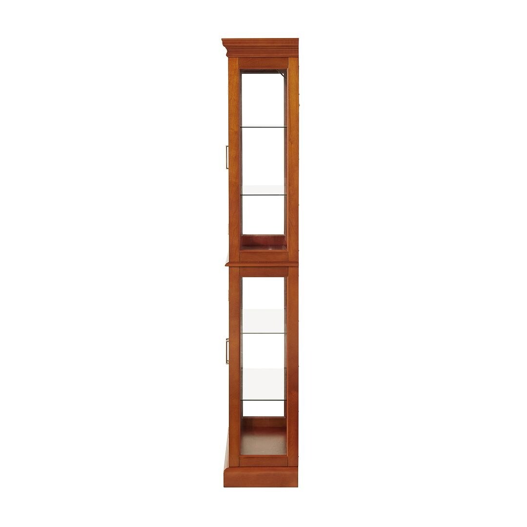 Lighted Curio Display Cabinet: Adjustable Shelves, Mirrored Back, Tempered Glass Doors (6 Tier)