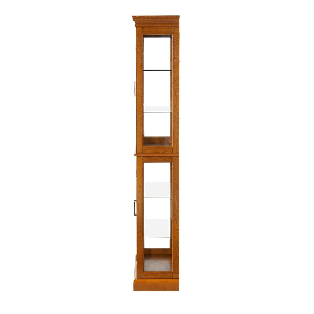 Lighted Curio Display Cabinet: Adjustable Shelves, Mirrored Back, Tempered Glass Doors (6 Tier)