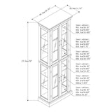 Lighted Curio Display Cabinet: Adjustable Shelves, Mirrored Back, Tempered Glass Doors (6 Tier)