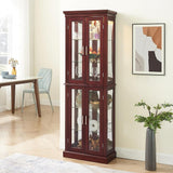 Lighted Curio Display Cabinet: Adjustable Shelves, Mirrored Back, Tempered Glass Doors (6 Tier)