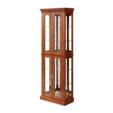 Lighted Curio Display Cabinet: Adjustable Shelves, Mirrored Back, Tempered Glass Doors (6 Tier)