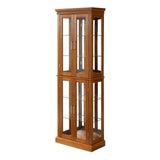 Lighted Curio Display Cabinet: Adjustable Shelves, Mirrored Back, Tempered Glass Doors (6 Tier)