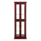 Lighted Curio Display Cabinet: Adjustable Shelves, Mirrored Back, Tempered Glass Doors (6 Tier)