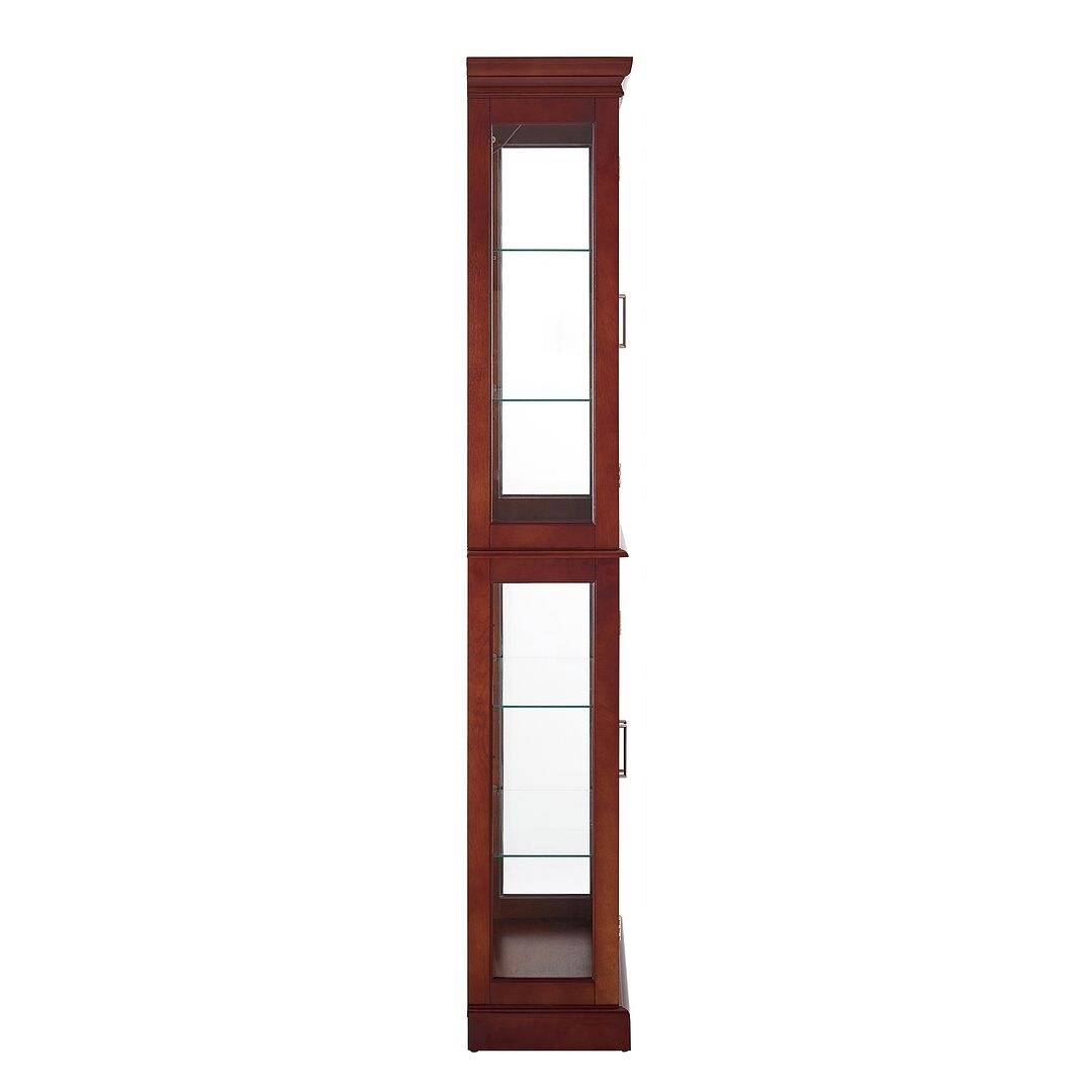 Lighted Curio Display Cabinet: Adjustable Shelves, Mirrored Back, Tempered Glass Doors (6 Tier)