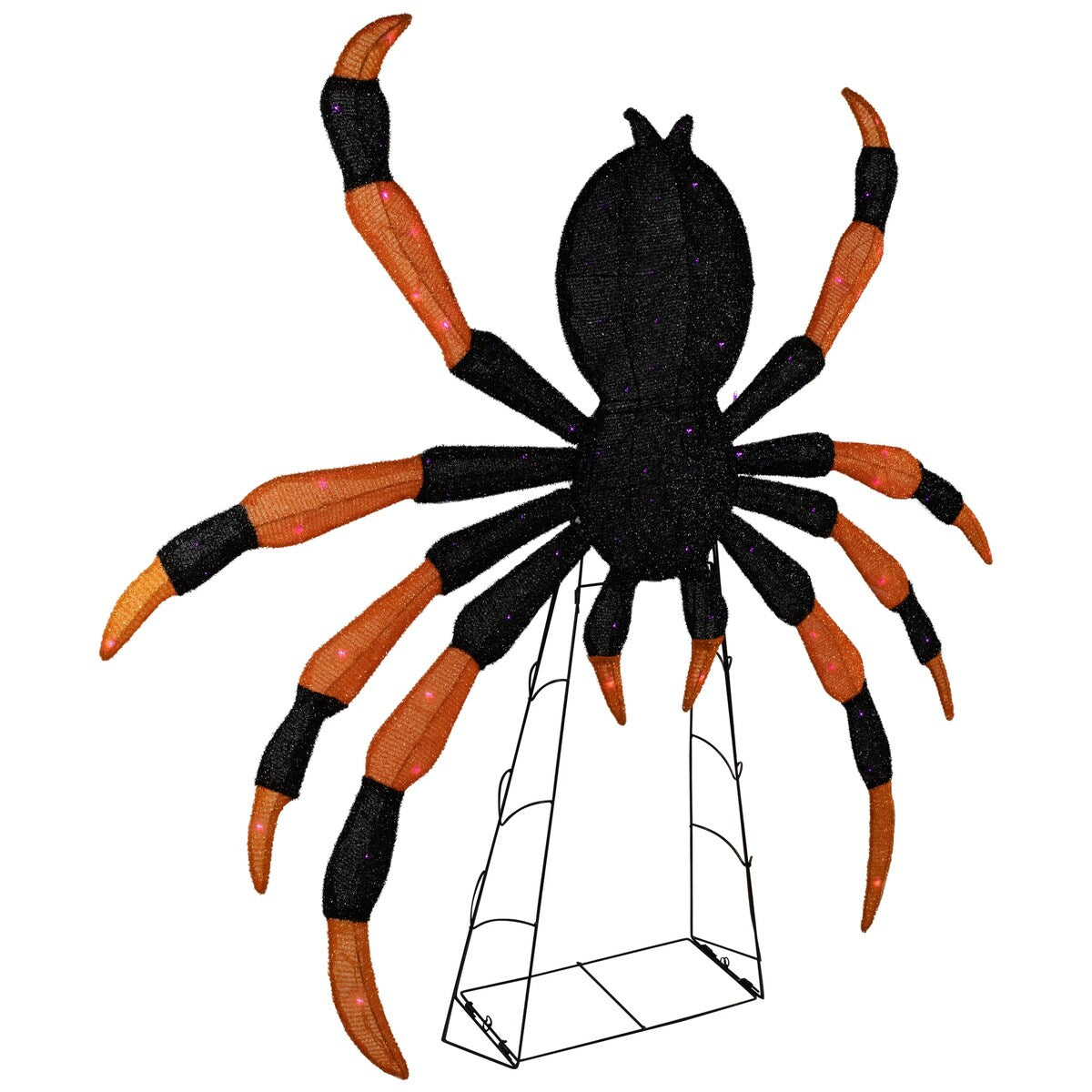 Lighted Spider Halloween Decoration - 4.5' - Black and Orange - Purple LED Lights