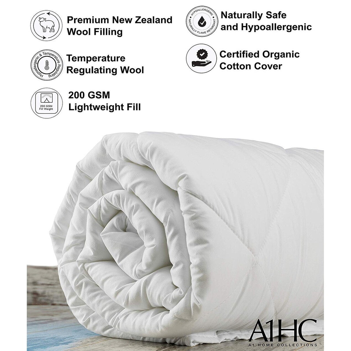 Lightweight Summer/Spring 100% New Zealand Wool Fill Duvet Insert