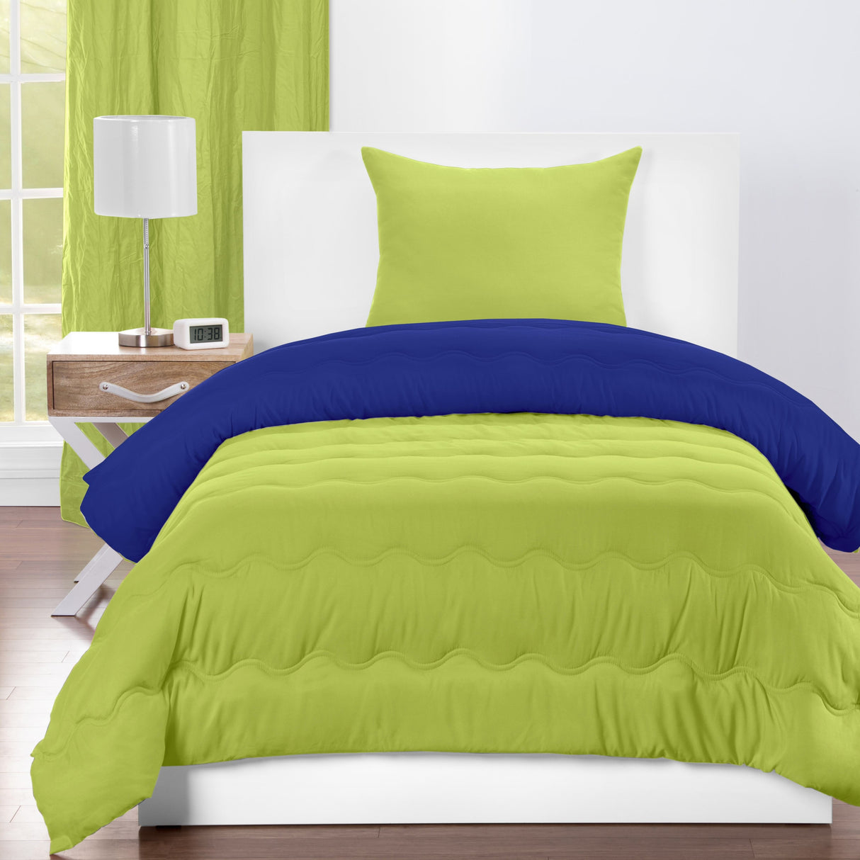 Lil' Sis Lime and Cobalt Blue Reversible Comforter set