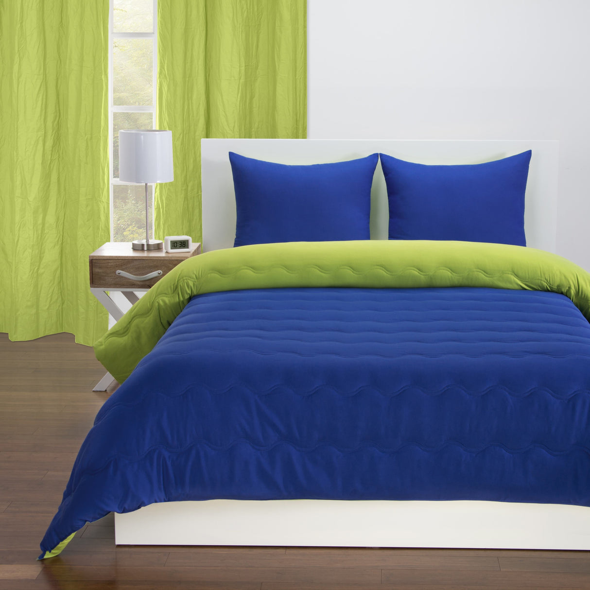 Lil' Sis Lime and Cobalt Blue Reversible Comforter set