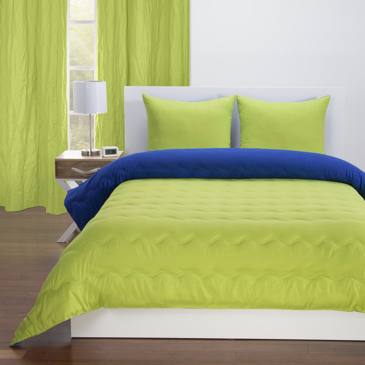 Lil' Sis Lime and Cobalt Blue Reversible Comforter set