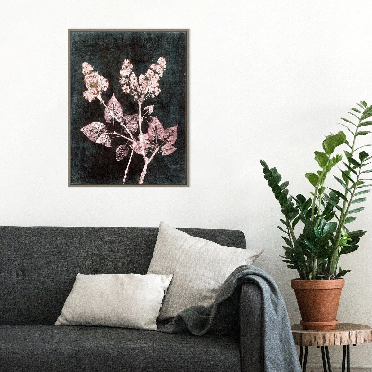Lilac 1 Blush Dark Green by Pernille Folcarelli Framed Canvas Wall Art Print - Sylvie Greywash