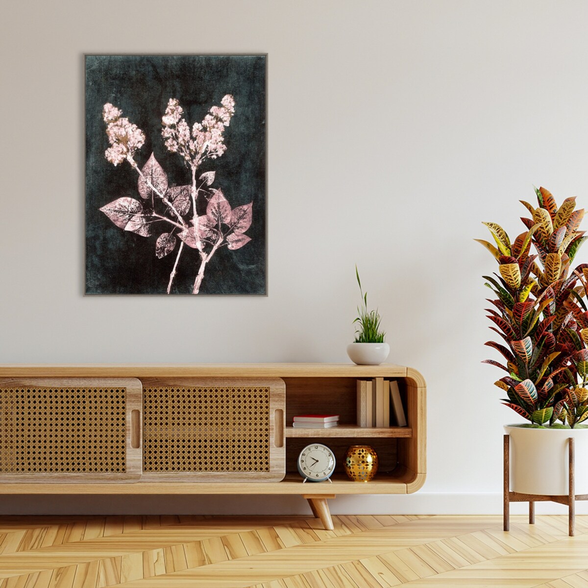 Lilac 1 Blush Dark Green by Pernille Folcarelli Framed Canvas Wall Art Print - Sylvie Greywash