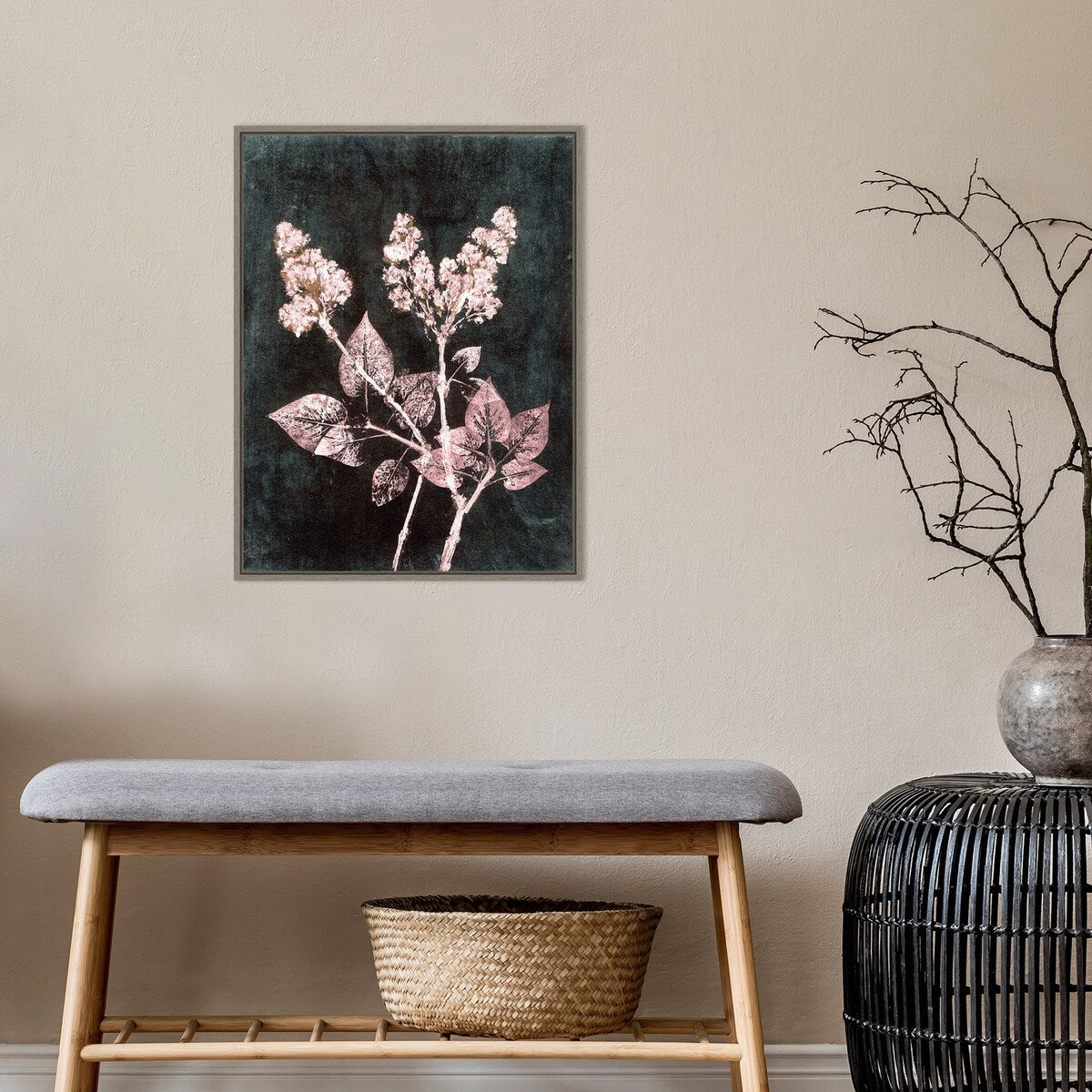 Lilac 1 Blush Dark Green by Pernille Folcarelli Framed Canvas Wall Art Print - Sylvie Greywash