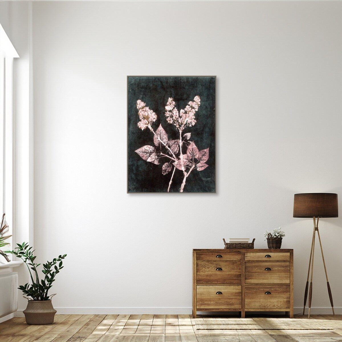 Lilac 1 Blush Dark Green by Pernille Folcarelli Framed Canvas Wall Art Print - Sylvie Greywash