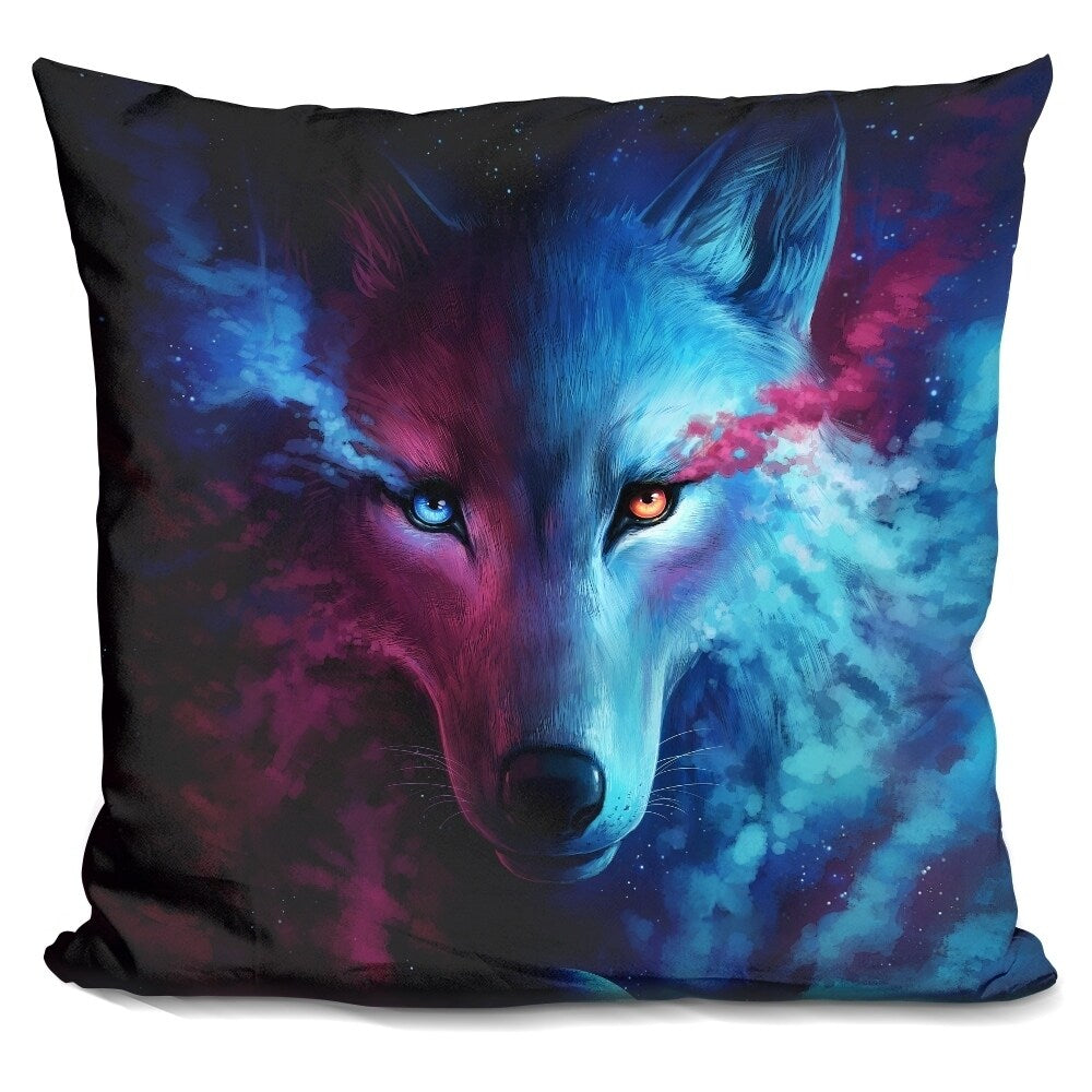 Lilipi Wolf Galaxy Decorative Accent Throw Pillow