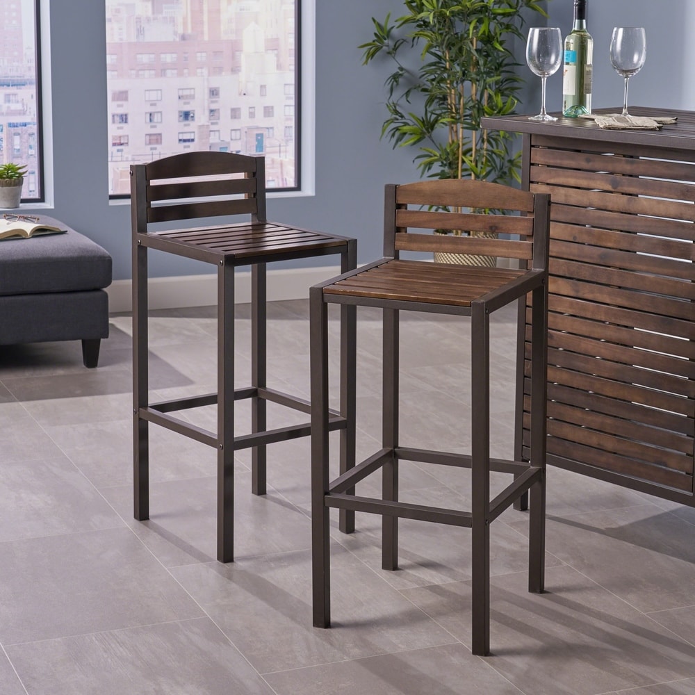 Lilith Acacia Wood Barstool (Set of 2) by Christopher Knight Home