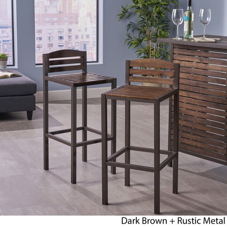 Lilith Acacia Wood Barstool (Set of 2) by Christopher Knight Home