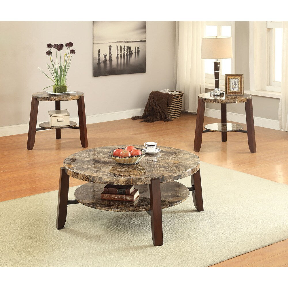 Lilith Faux Marble and Cherry Coffee Table