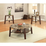 Lilith Faux Marble and Cherry Coffee Table