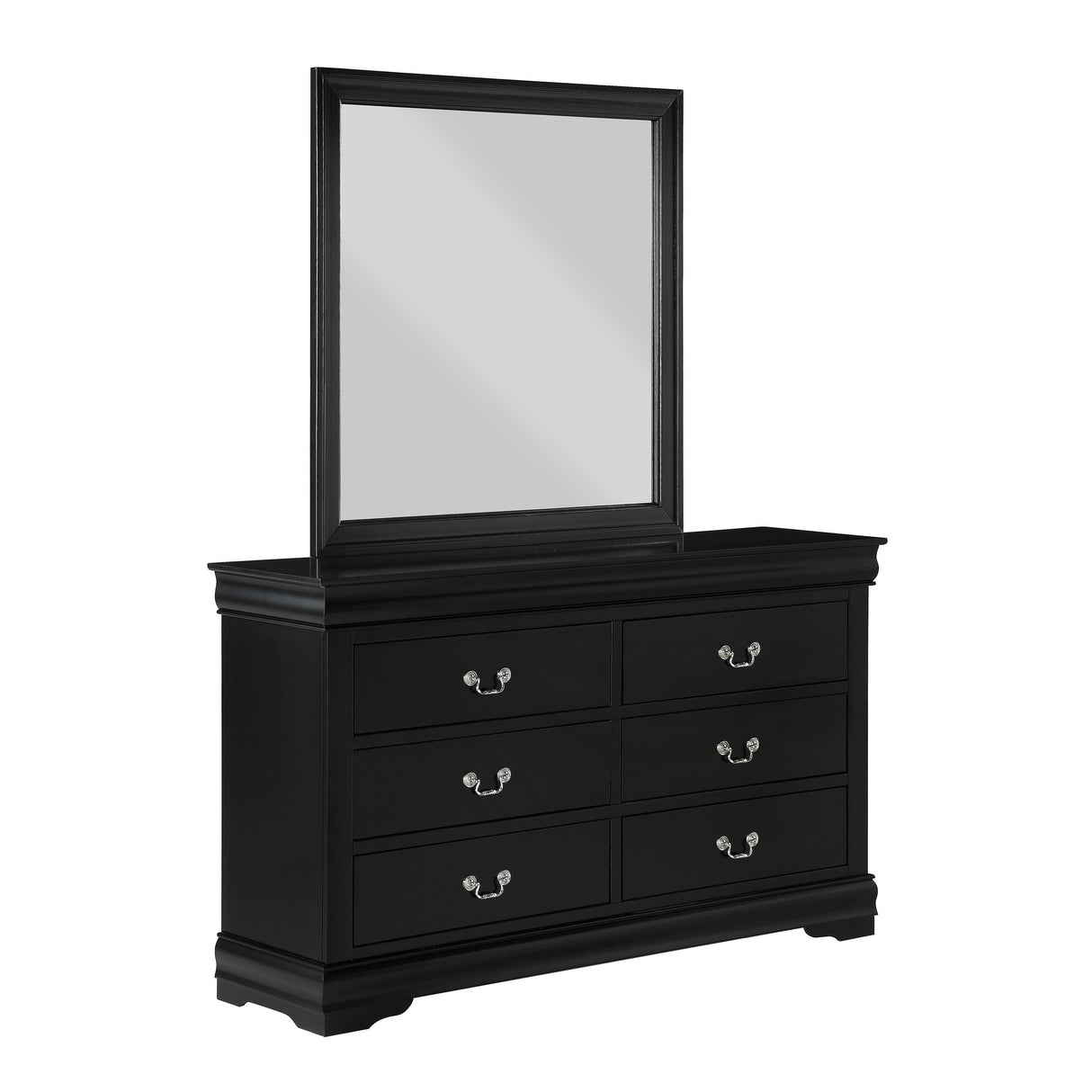 Lillie 6 Piece Black Wooden Sleigh Bedroom Set