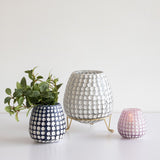 Foreside Home & Garden Gray Glass Whitewash Vase with Gold Metal Stand