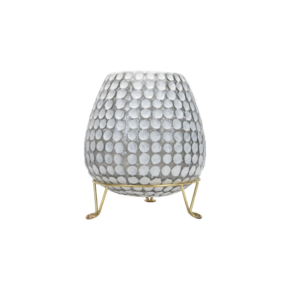 Foreside Home & Garden Gray Glass Whitewash Vase with Gold Metal Stand