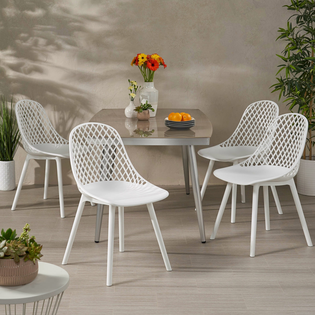 Lily Modern Outdoor Dining Chair (Set of 4) by Christopher Knight Home - 18.00" W x 21.50" L x 33.20" H
