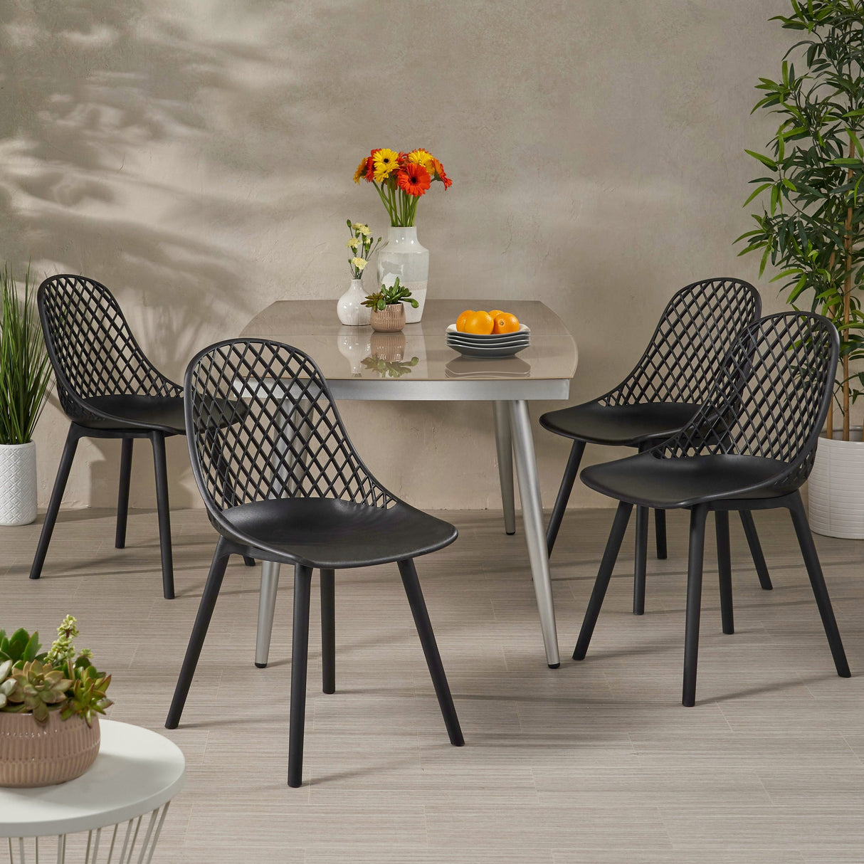 Lily Modern Outdoor Dining Chair (Set of 4) by Christopher Knight Home - 18.00" W x 21.50" L x 33.20" H
