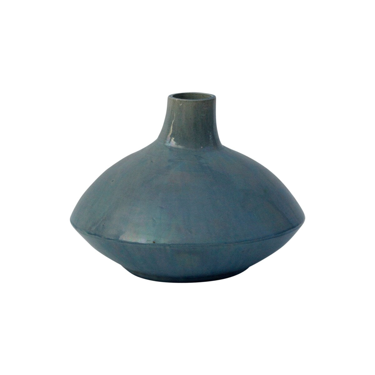 Artissance 13.4" Vintage Style Blue-Green Ceramic Vase Short (Finish Vary) - 13.4" L x 13.4" W x 10.2" H