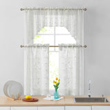 HLC.me Joyce Lace Sheer Kitchen Cafe Curtain Tiers for Small Windows, Kitchen & Bathroom